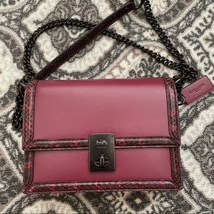 Coach Hutton Shoulder Bag With Snakeskin
